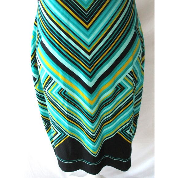 Dana Buchman Women's Green & Black Striped Short Stretch Pull Over Dress Size 8 - Picture 3 of 10